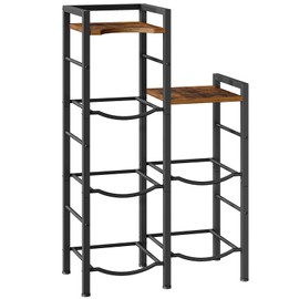 HOOBRO 5 Gallon Water Jug Holder, Water Bottle Holder Organizer with Wooden Top Shelves, Industrial-Style Bottle Storage Rack with Fenced Top, for Home, Office, Rustic Brown and Black BF08ST01