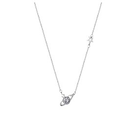 Yocoyee Delicate Saturn Planet Star Neckalce with Zircon Crystal Collar Choker Necklace for Women-Saturn Planet
