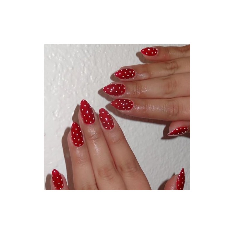 SXVME Uñas postizas acrílicas gruesas de color almendra, 30 uñas