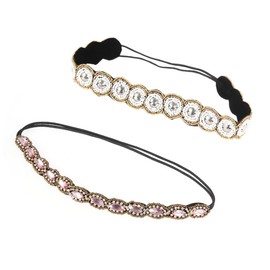 Healeved Makeup Headbands for Women Rhinestone Beaded Headband Crystal Hair Jewelry Accessories for Ladies