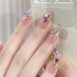 DUOLEIMI Nail Rhinestone Small Color Stone 100pcs Heart Nail Stone Square Glass Stone Nail Art Parts 3D 3D Nail Decoration Nail Parts Jewelry Parts (Rectangle)