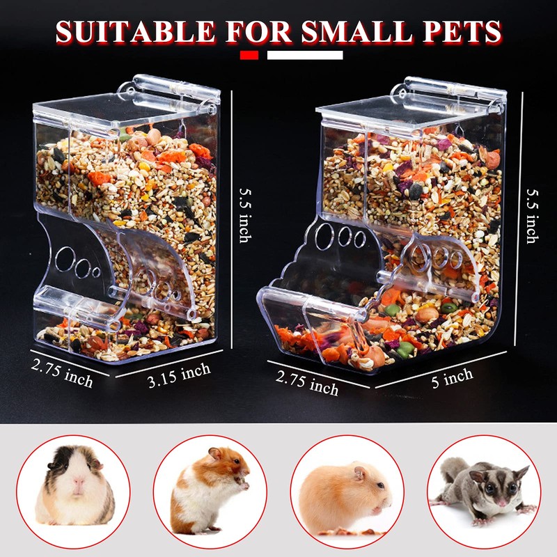 Andiker Automatic Hamster Feeder, 400ml Transparent Acrylic Food Automatic Feeder