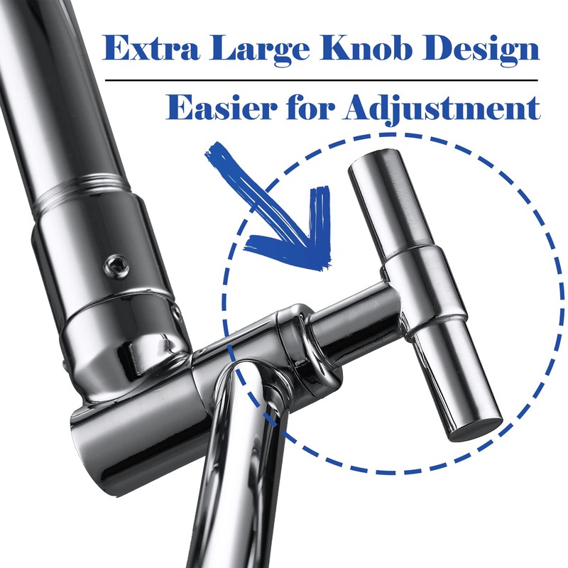 Chrome Shower Arm Extension - 13'' Adjustable Height & Range,