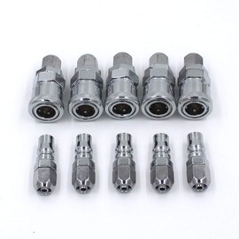 JomMart TL0452 Air Coupler Set of 5 for Urethane Hose 0.3 inch (8 mm)
