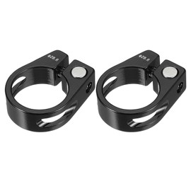 PATIKIL 28.6mm Cycles Bike Seat Post Clamp, 2 Pcs Aluminum Alloy Seat Tube Clip Bike Quick Release Clamp for Mountain Bike Road Bike Gear Track Bike Folding Bike Black
