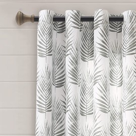 Lush Decor Palm Lane Window Curtain Panel Pair, 84" L x 52" W, Gray
