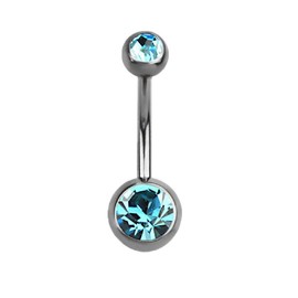 Pierced Owl - Double Crystal Sterilized G23 Titanium Belly Button Ring, Metal, cubic-zirconia
