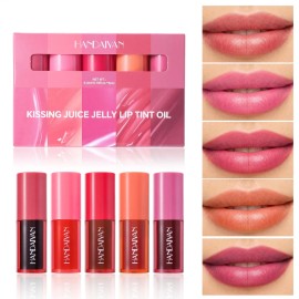 Set De Pintalabios De 5 Colores Con Tinte Labial Y Espejo