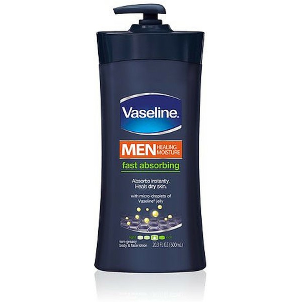 Vaseline Men Body & Face Lotion, Fast Absorbing 20.3 oz (Pack of 10)