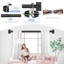 TANGWIN Black Wrap Around Curtain Rods 72 to 144:Blackout Heavy Duty Adjustable Long Window Curtain Rod Room Darkening Modern Industrial Curved French Return Metal Drapery Rod Easy Install Matte Black