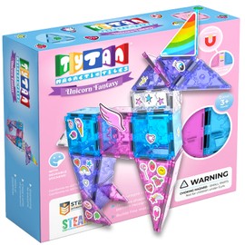 Tytan Tiles Ultimate Unicorn Magnetic Tiles Building Set, Adorable Kids’ STEM Toy, Creative Play, Shape & Pattern Recognition, Fine Motor Skills, Includes Storage Bag, Ages 3 and Up