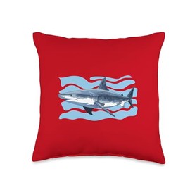 Angel Fishing, lustige Sprüche Tiger Shark Floats in Water Comic for Men Women Children Throw Pillow, 16x16, Multicolor