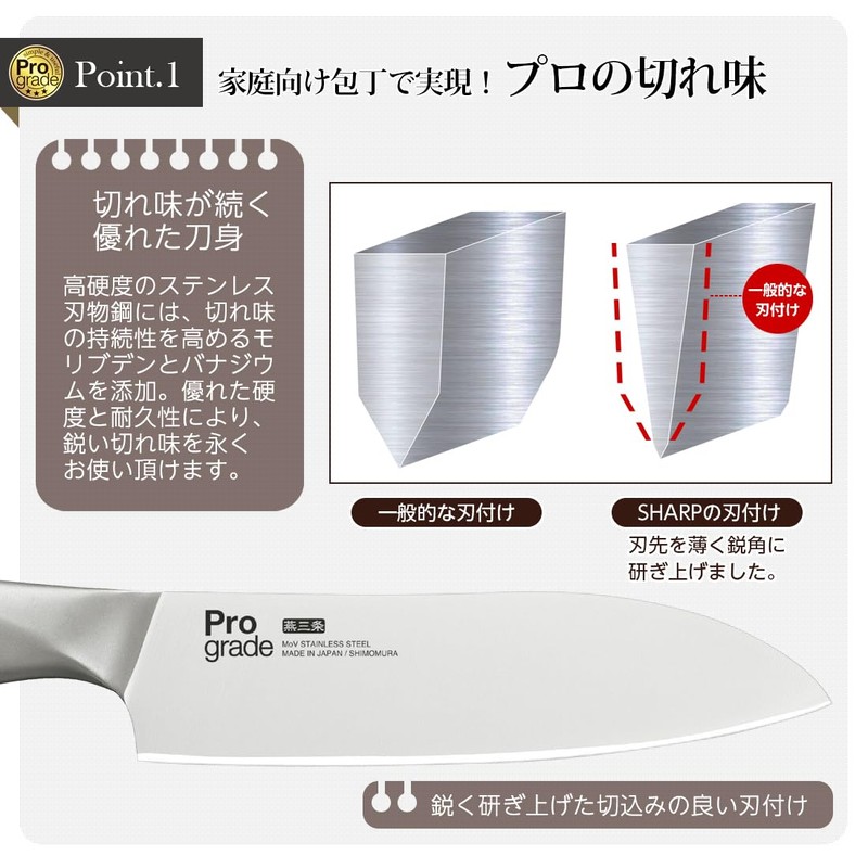 Shimomura Kogyo PG-107 Professional Grade All Stainless Steel Sharp Santoku