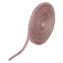 MECCANIXITY Rhinestone Ribbon Self Adhesive Crystal Rhinestone Strips 3 Yard Bling Rhinestone Ribbon Roll 2 Rows for DIY Crafts Wedding Clothing Nails Decoration, Light Pink