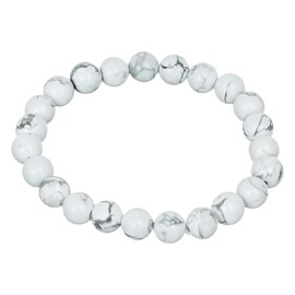HANCURIA AAA Quality Original Certified Natural Howlite Gemstone Stretch Bracelet for Unisex - 8mm Beads Bracelet with Adjustable Size