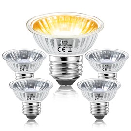 Jaenmsa 50W Reptile Heat Lamp Bulbs for Turtle Tanks, 4 Pack Tortoise UVA UVB Halogen Light Bulbs GU10 E26 for Reptiles, UV Basking Heating Light Lamp for Bearded Dragon,Snakes,Gecko,Lizard