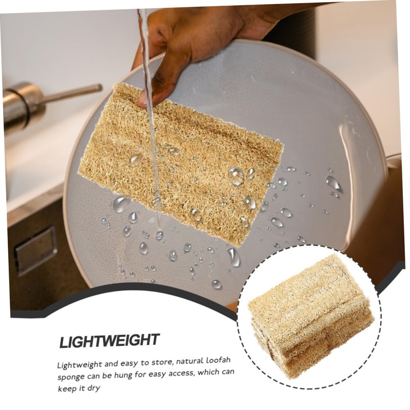 SHOWERORO 3pcs Natural Loofah Dish Washing Sponge Kitchen Scrubber for