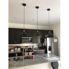 ANUOMY 1 Pack Battery Operated Pendant Light with Remote,Indoor Black No Wiring Ceiling Hanging Lamp,Vintage Wireless Pendant Lighting Chandelier Fixture for Farmhouse Dining Room Kitchen Island