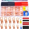 Taiss 110PCS Copper Wire Lugs,Battery lugs AWG 2/4/6/8/10/12/14/16 Gauge Copper