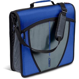 Case-it Mighty Zip Tab School Zipper Binder | 3-Inch O-Rings, 600-Sheet Capacity, 5-Subject Expanding File Folder, Multiple Pockets & Storage Organizer, Shoulder Strap | D-146 Blue