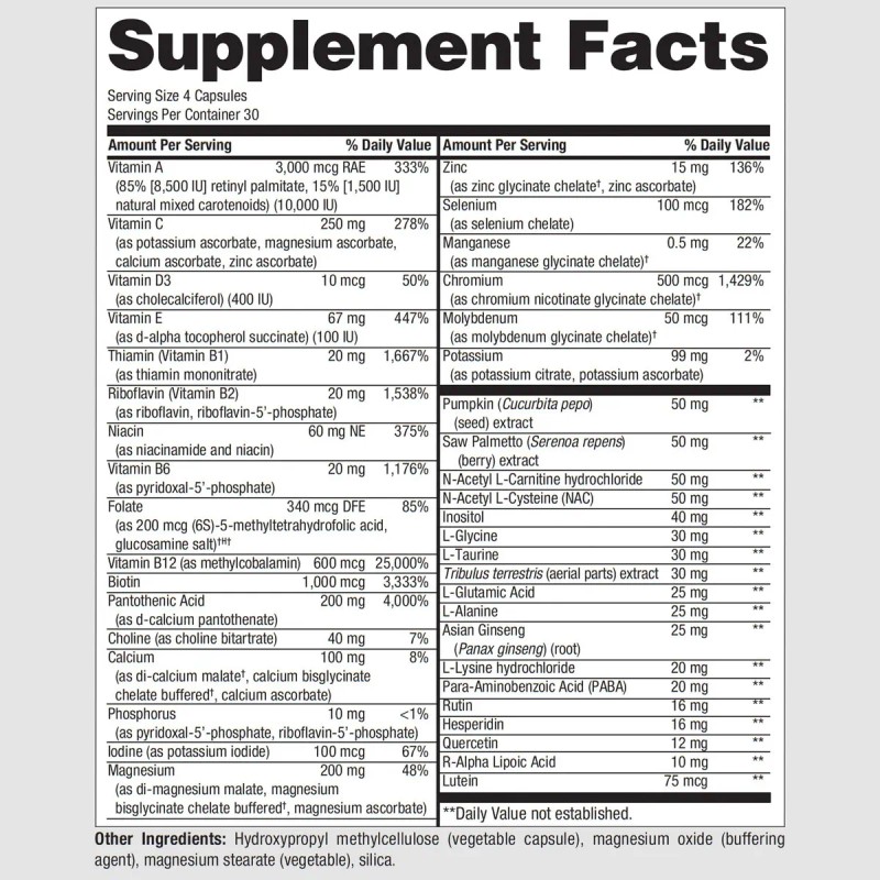 Pureformulas Puremulti Multivitamínico Para Hombres 120ct