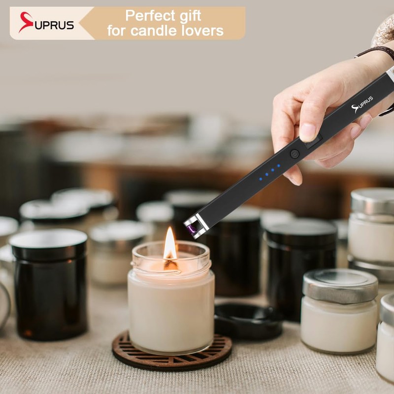 SUPRUS Electric Arc Lighter Windproof Flameless Rechargeable USB Lighter with