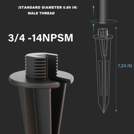 GOODSMANN 6PCS Metal Landscape Lighting Spikes with Male Adapter Thread 3/4-14NPSM 0.77IN for Low Voltage Landscape Lights 9920-1838-06