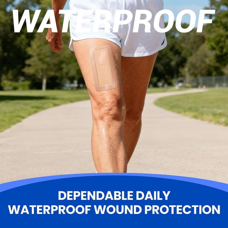 Large Waterproof Bandages 4x8 Silicone Foam Dressing for Sensitive Skin