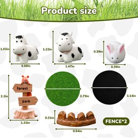 Cow Farm Car Dashboard Decor Set, Simulation Miniature Farm Cow Resin Animal Figurines Ornaments with Round Grass, Automotive Interior Accessories for Vehicles, SUV, Truck, Van