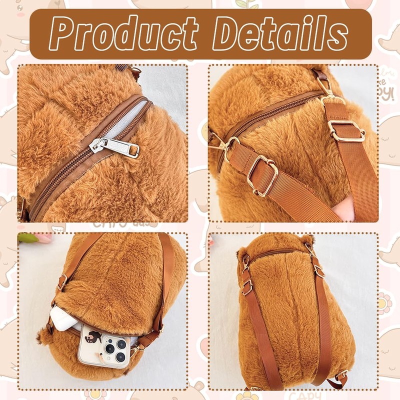 PyrrlicToy Capybara Plüsch Rucksack, Capybara Kinder Rucksack, Capybara Kuscheltier Plüschtier