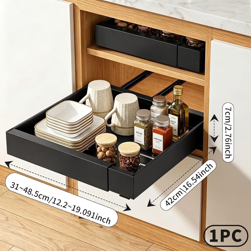 Organizador extraíble para gabinete, gris