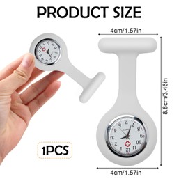 gaubss Nurse Fob Watch with Brooch, Nurses Watches for Women Men, Fob Watches for Nurses, Doctors, Paramedics, Easy to Read-Quartz Movement, Ideal for Healthcare Professionals (White)