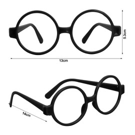 16Pcs Plastic Glasses Frame No Lenses for Kids,Round Pretend Glasses Frame for Cosplay Birthday Costume Party (Black)