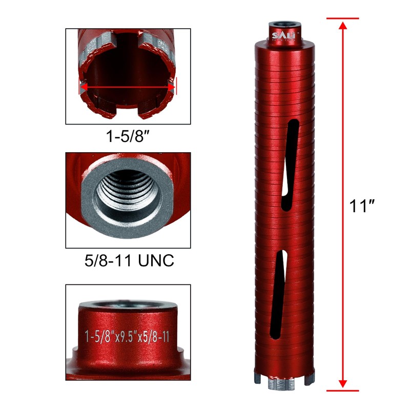 SALI Diamond Core Drill Bits 1 5/8" Diameter 10"/254mm Drilling
