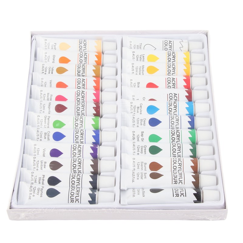 24 Colors 12ml Acrylic Pigment DIY Painting Drawing Accessory Colorful