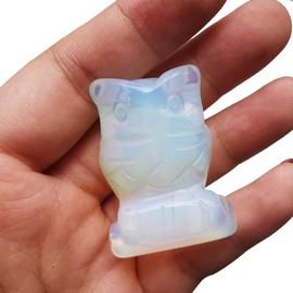 "N/A" Angelgogo 1 Pcs Synthetic Opalite Crystals and Healing Stones, Pocket Carved Owl Figurines Collectibles 1.5 Inches Room Decor Gemstone