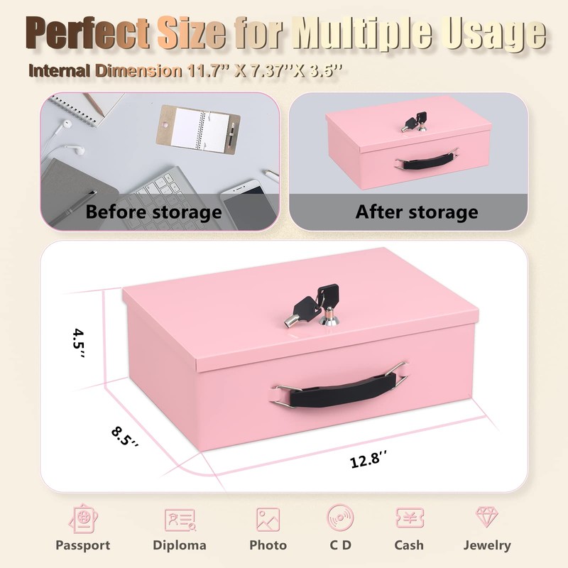 xydled Fire Resistant Safe Fire Safe Box with Key Lock