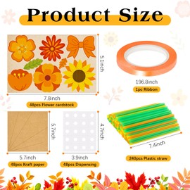 48Pcs Fall Crafts for Kids Adults Flower Bouquet Craft Kit for Autumn Thanksgiving Gifts Crafts DIY Ornaments Make Your Own Flower Bouquet for School Classroom Home Fun Activities