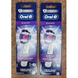 Oral-B Lot of TWO - Oral-B 3D White Electric Toothbrush Replacement 6 Brush Heads eb18p