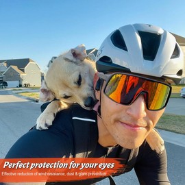 Zhenghebuy Cycling Glasses,Sports Sunglasses,Cycling Sunglasses for Men Women,Sun Glasses UV400 Protection for Ski Goggles,Bicycle,Motorbik(red)