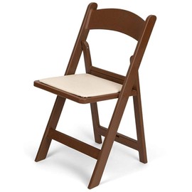 EventStable Titan PRO Resin Folding Chair - Brown with Ivory Indoor/Outdoor Lightweight Folding Chair - Vinyl Padded Folding Chair for Weddings Parties Events - 4 Pack