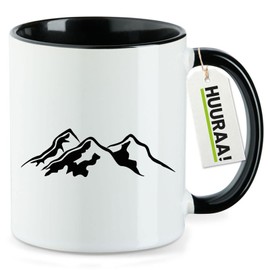 Huuraa Kaffeetasse Berg Silhouette Mountain Geschenk 330ml Schwarz Berg Silhouette Präsent