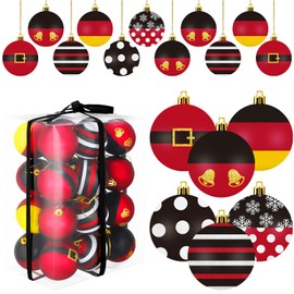 Rotatingpals 24 Pcs 2.36 Inch Christmas Ball Ornaments Mouse Christmas Tree Ornaments Mouse Balls Plastic Hanging Red Yellow Black White Winter Ornaments for Xmas Trees Holiday Parties Home Decor