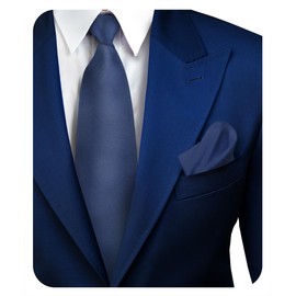 Vittorio Farina - Corbata y bolsillo de satén sólido cuadrado – Juego de corbatas para hombre – Accesorios de moda para hombre para cualquier ocasión, Azul French, Talla única