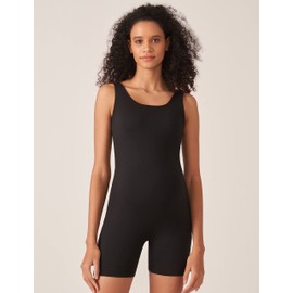 POSHDIVAH Women's Maternity Bodysuit Pregnancy Shapewear Sleeveless Scoop Neck Tank Top Shorts Romper Jumpsuit for Photoshoot Yoga Black Medium