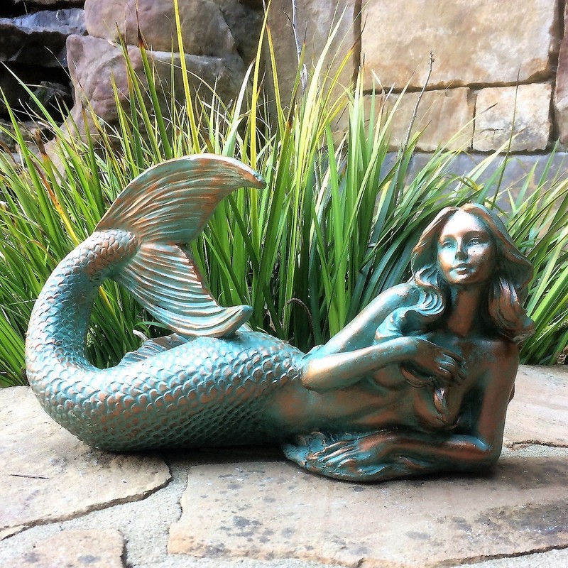 3 Piece Mermaid Table Top Bronze Patina Beach and Pool
