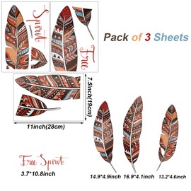 Maydahui Native American Indian Feather Wall Sticker (20.6 x20.6 Inch) Full Spirit Quotes Nordic Style Feather Wall Decals for Car Laptop Living Room Home Decor