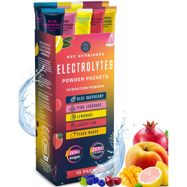 Electrolytes Powder Packets - 10 Pack Hydration Packets - 5 Delicious Flavors - Sugar Free Electrolyte Powder Packets, Keto Electrolytes Powder No Sugar, Electrolyte Packets - Made in USA