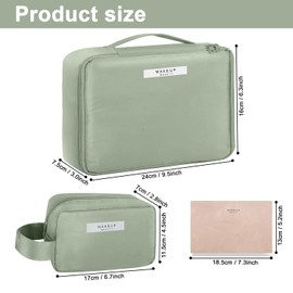 Queboom Travel Makeup Bag Cosmetic Bag Makeup Bag Toiletry bag for women and girls (Green-3pcs)