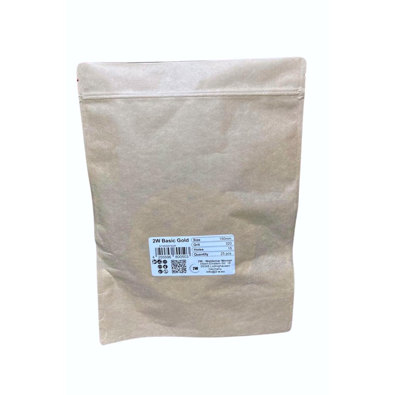 2W Basic Gold Disc Sandpaper Diameter 150 mm 15-Hole Grain